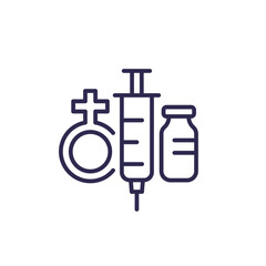Estrogen therapy line icon on white