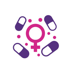 Estrogen therapy pills icon on white