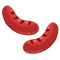 Two Sausages isolated on transparent background 