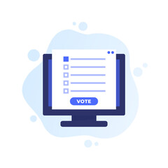 Online voting icon with a computer