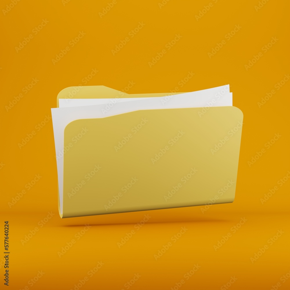 Poster folder with paper illustration of data folder icon