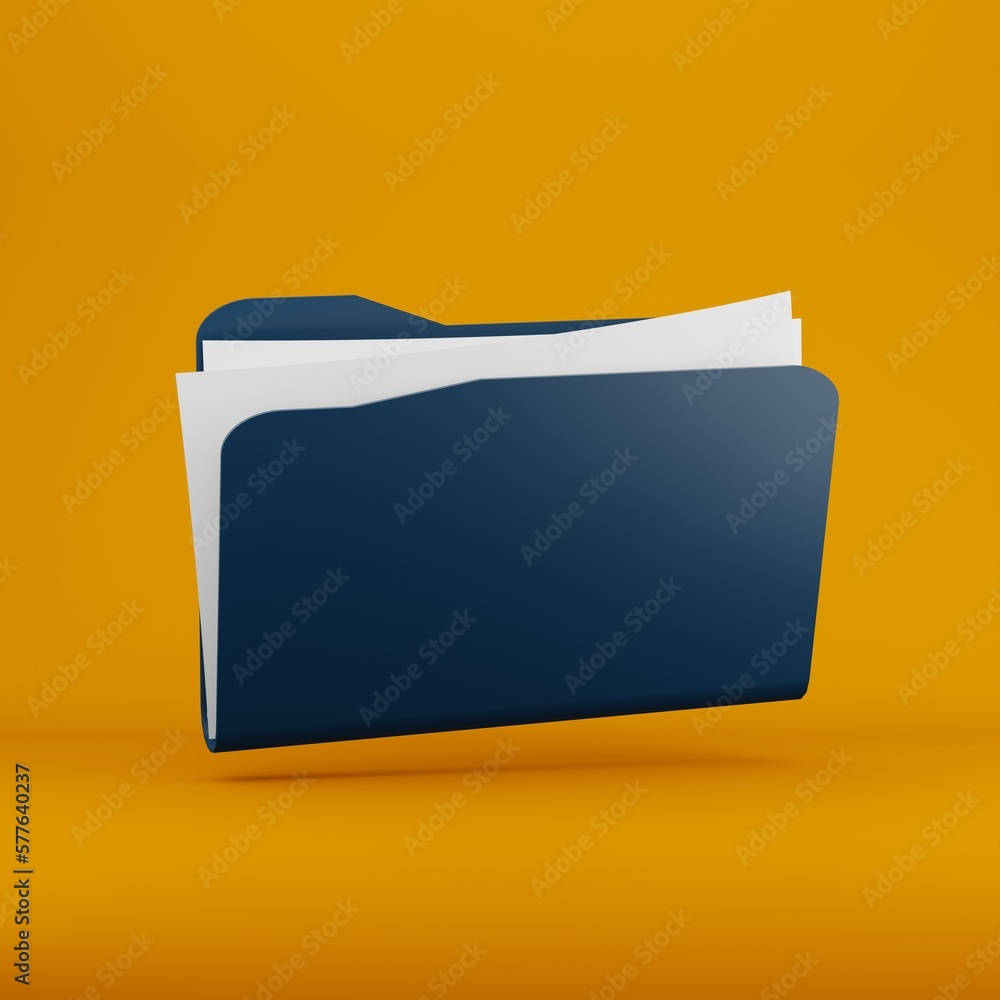 Poster folder with paper illustration of data folder icon