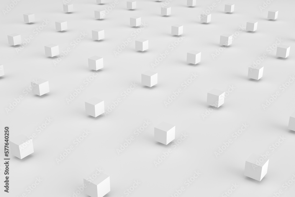 Poster levitating cubes on white background. abstract 3d rendering of geometric shapes. minimalistic backgr