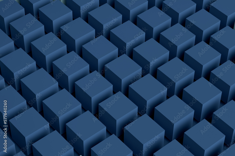 Poster row of abstract blue cubes in a pattern. abstract geometric shapes still life composition. futuristi