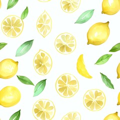 Seamless lemon pattern created with generative ai technology