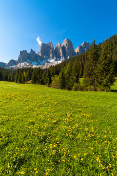 Odle group from Malga Zannes, Funes, South Tyrol, Italy