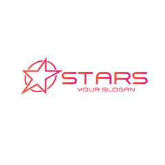 Logo with star and text stars your slogan isolated on white