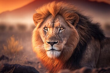Fototapeta premium Portrait of a lion, , generative ai