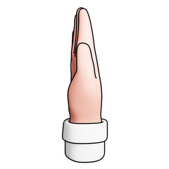 Hand Up gesture hand 3D icon in side view - Filled outline style