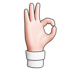 Ok gesture hand 3D icon in front view - Filled outline style