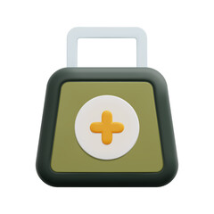 Obraz premium 3d first aid kit icon vector. Isolated on white background. 3d healthcare and emergency concept. Cartoon minimal style. 3d ambulance emergency box icon vector render illustration.