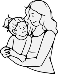 continuous line, one line
mother father son pregnant mother husband care family illustration hand drawn simple vector