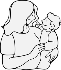 continuous line, one line
mother father son pregnant mother husband care family illustration hand drawn simple vector