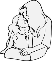 continuous line, one line
mother father son pregnant mother husband care family illustration hand drawn simple vector