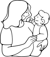 continuous line, one line
mother father son pregnant mother husband care family illustration hand drawn simple vector