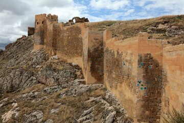 Wall ruins of Bayburt Castle. The castle was repaired during the Byzantine period. The castle was restored in 2017.