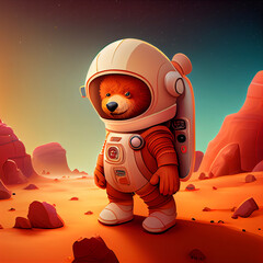 astronaut little teddy bear in space, colorful ,8k , generative ai