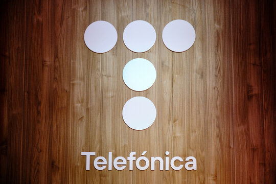 Barcelona, Spain - 27 Feb 2023 - Mobile World Congress 2023 - Telefonica logo