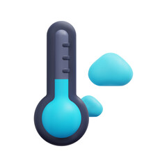 3d thermometer and cloud icon vector. Isolated on white background. 3d weather, meteorology, forecast and nature concept. Cartoon minimal style. 3d cool icon vector render illustration.