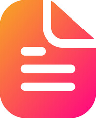 Document icon in gradient colors. Folded written paper signs illustration.