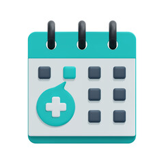 3d calendar with medical appointment icon vector. Isolated on white background. 3d telemedicine, medical and health concept. Cartoon minimal style. 3d appointment icon vector render illustration.
