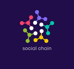 Social chain point logo. Unique design color transitions. Virtual cryptocurrency logo template. vector.