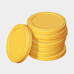 3d render isometric yellow mario style cute cartoon animation stacked money trading finance isolated background minimal simple