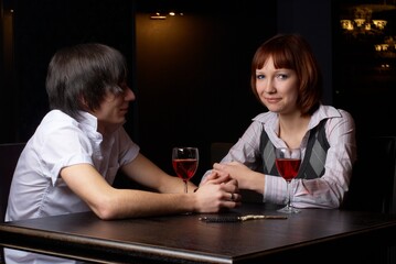 Young couple in cafe