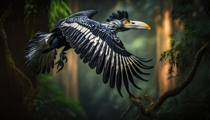 Flying hornbill generative ai