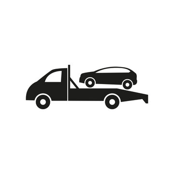 Tow truck icon. Simple flat vector illustration on a white background