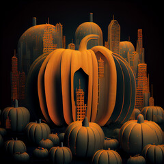 imaginary pumpkin city, generative ai
