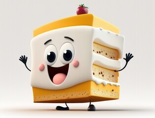 Cute Cake Cartoon Character