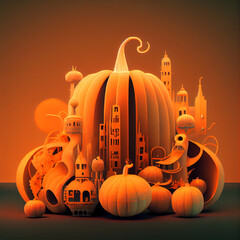 imaginary pumpkin city, generative ai