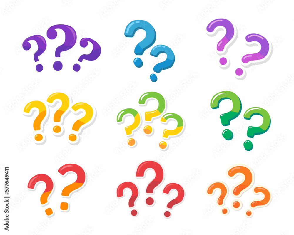 Poster speech bubbles with question marks doubt concept problem solving