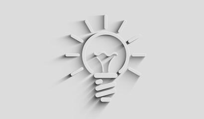 Bulb idea and creative innovation symbol 3d with shadow