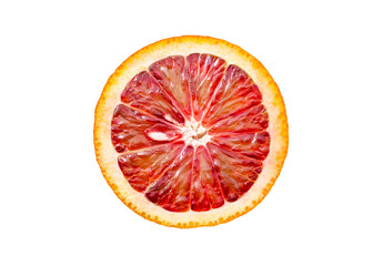 Bloody red orange kara-kara, cut lobule sectors, top view, isolated on white background with...