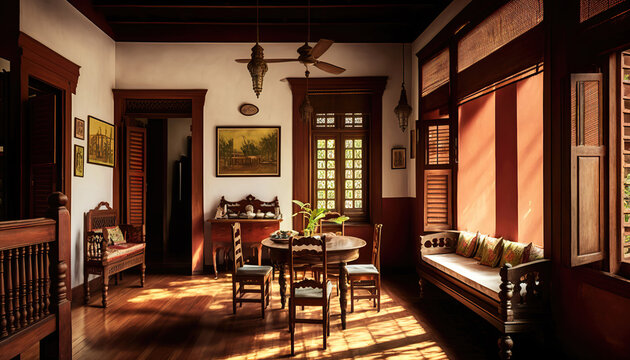 modern luxury asian indian living room, generative ai