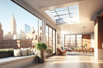 modern bright light apartment interior, generative ai