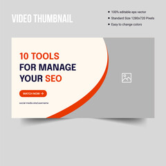 Tools for SEO management youtube thumbnail cover banner template, vector eps 10 file