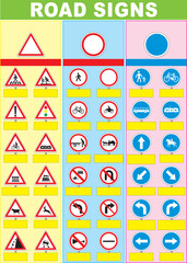 set of road signs icons traffic, vector symbols of road circulation