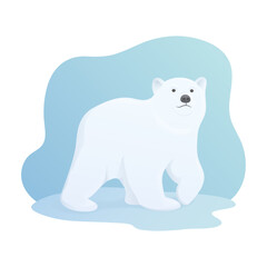 Polar Bear on Ice. Isolated Vector Illustration.