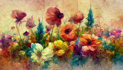 Obraz na płótnie Canvas Colorful Impressions Background Wallpaper Landscape Floral | AI Generated
