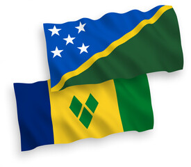 Flags of Saint Vincent and the Grenadines and Solomon Islands on a white background