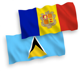 Flags of Saint Lucia and Andorra on a white background