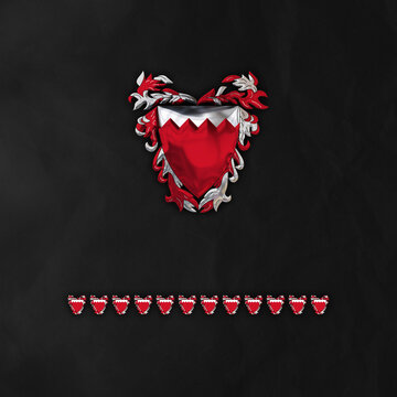 Kingdom of Bahrain Emblem with Golden style and black background