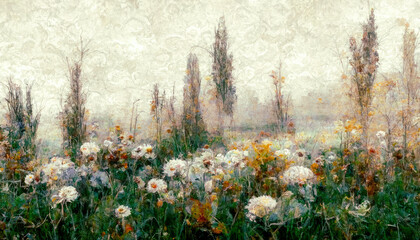 Obraz premium Colorful Impressions Background Wallpaper Landscape Floral | AI Generated