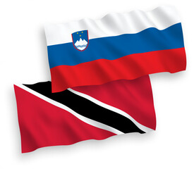 Flags of Slovenia and Republic of Trinidad and Tobago on a white background