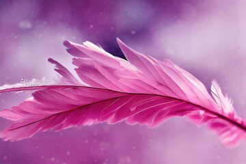 pink feather on soft background generative ai