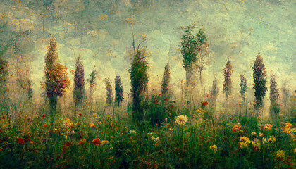 Colorful Impressions Background Wallpaper Landscape Floral | AI Generated