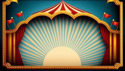 Circus frame background , circus tent background with copy space , Generative AI - obrazy, fototapety, plakaty